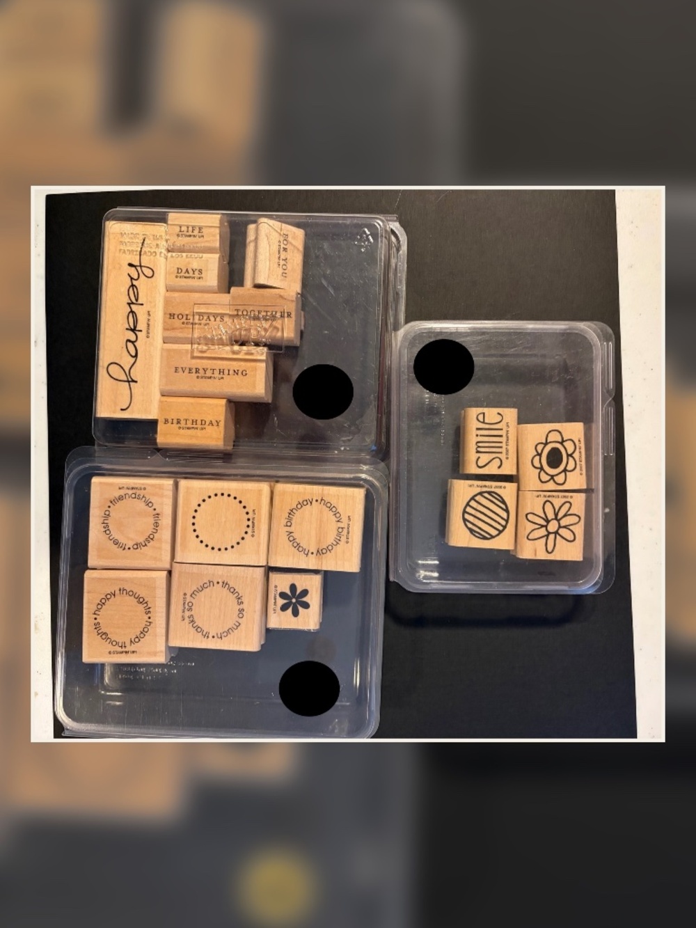 2 - Stampin’ Up Wood Mounted Rubber Stamp Lot Sentiments & Flowers